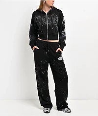 Von Dutch Black Wash Crop Zip Hoodie