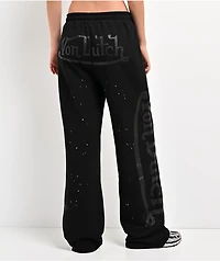 Von Dutch Black Wash Wide Leg Sweatpants
