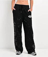 Von Dutch Black Wash Wide Leg Sweatpants
