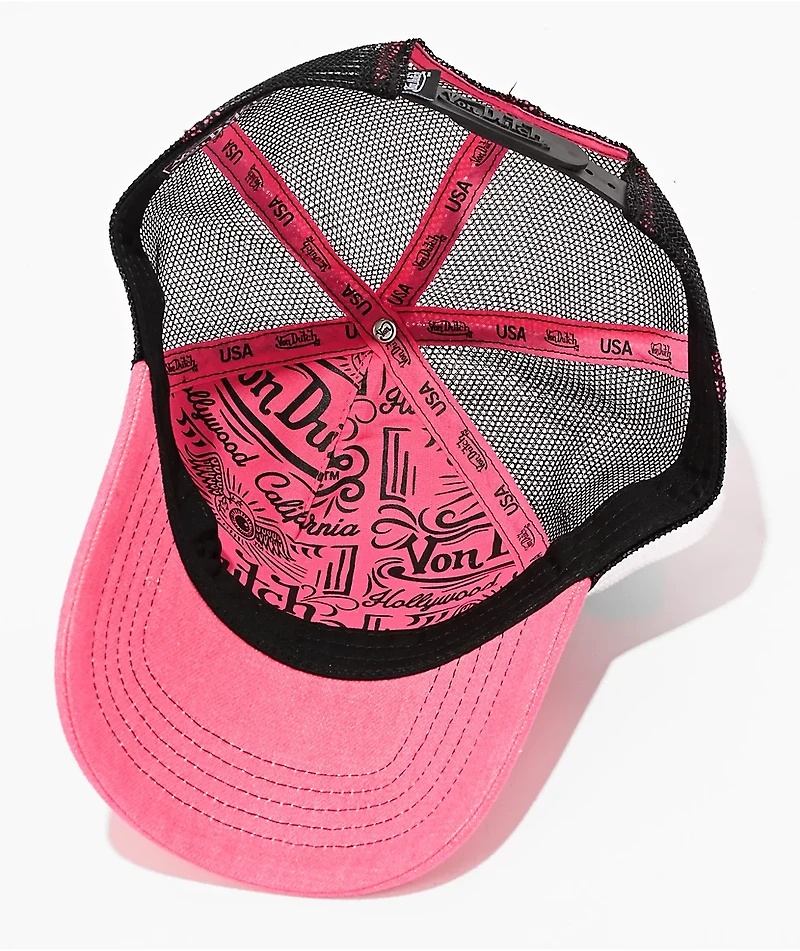 Von Dutch Bling Pink & Black Trucker Hat