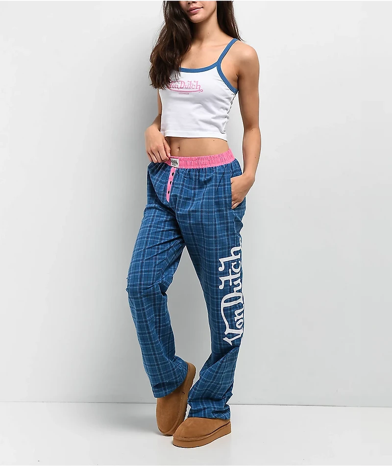 Von Dutch Blue Plaid Lounge Set