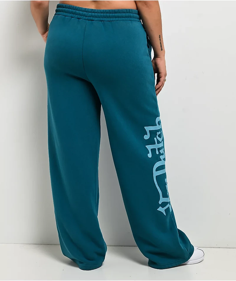 Von Dutch Blue Wash Wide Leg Sweatpants