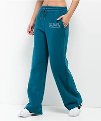 Von Dutch Blue Wash Wide Leg Sweatpants