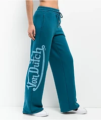 Von Dutch Blue Wash Wide Leg Sweatpants