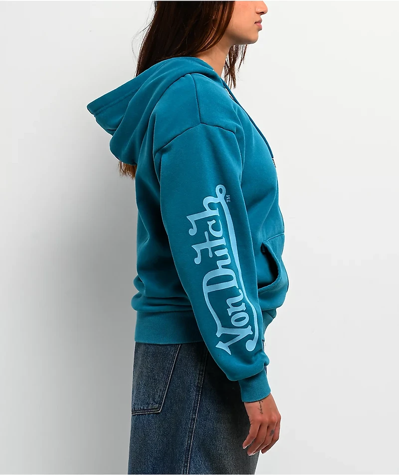 Von Dutch Blue Wash Zip Hoodie