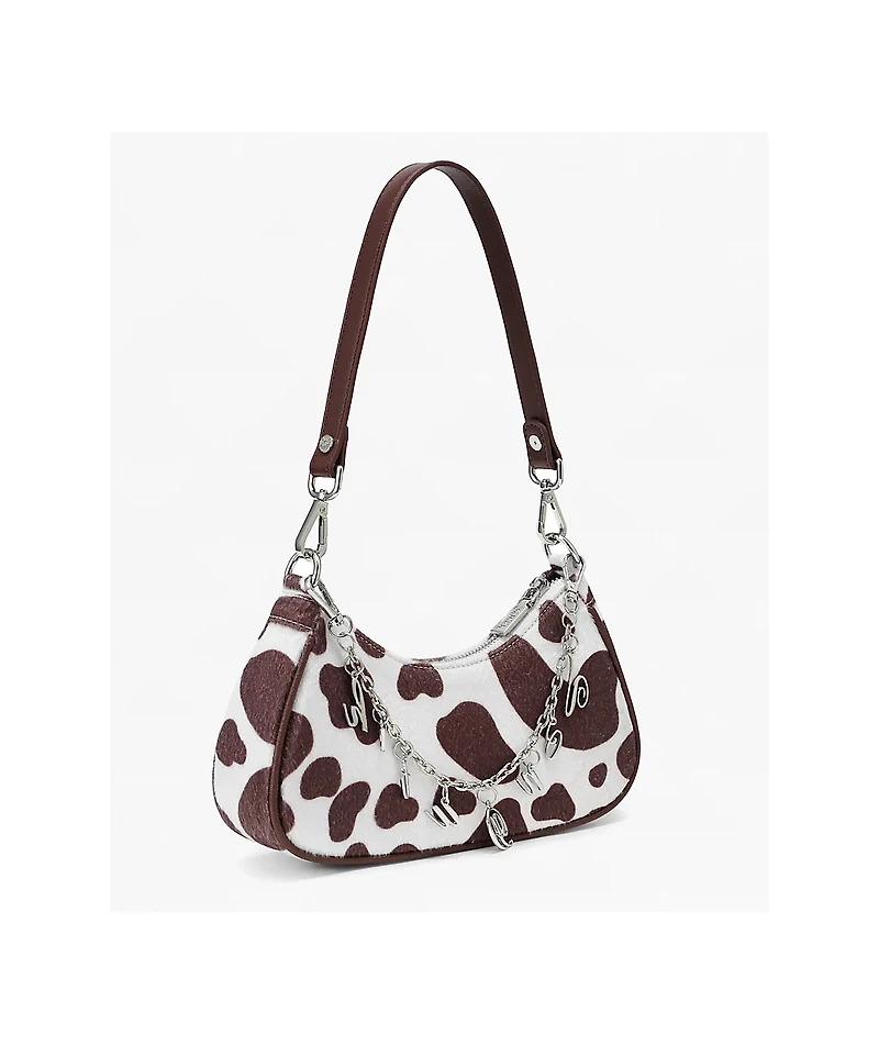 Von Dutch Brown Cow Print Shoulder Bag