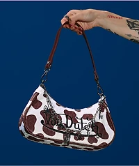 Von Dutch Brown Cow Print Shoulder Bag