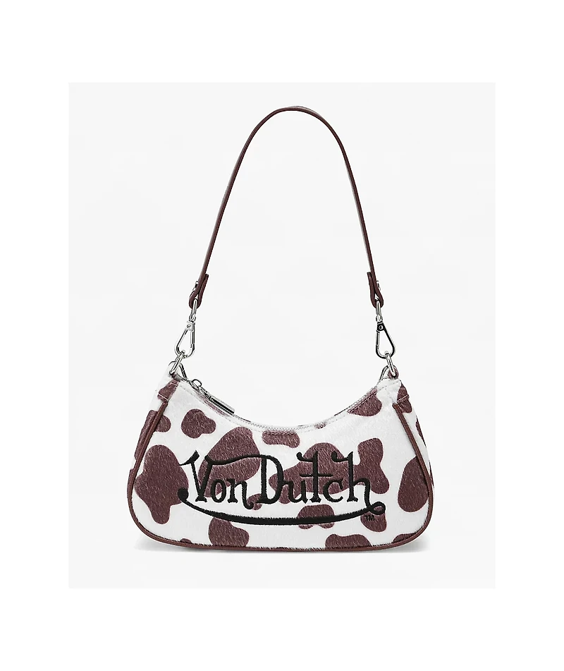 Von Dutch Brown Cow Print Shoulder Bag