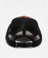 Von Dutch Cheetah Orange & Black Velvet Trucker Hat