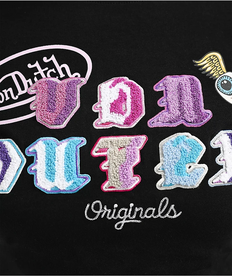 Von Dutch Chenille Black Crop T-Shirt