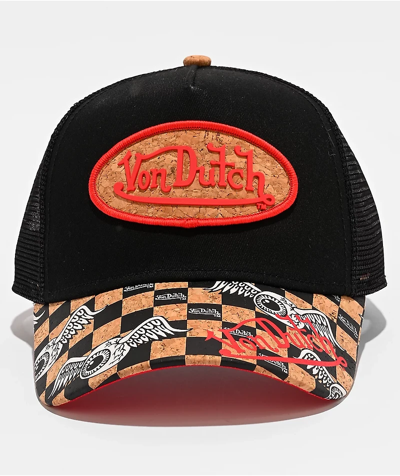 Von Dutch Corked Black Trucker Hat
