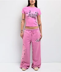 Von Dutch Cyclamen Pink Wash Crop Zip Hoodie