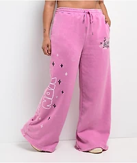 Von Dutch Cyclamen Pink Wash Wide Leg Sweatpants