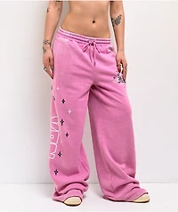 Von Dutch Cyclamen Pink Wash Wide Leg Sweatpants