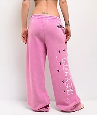 Von Dutch Cyclamen Pink Wash Wide Leg Sweatpants