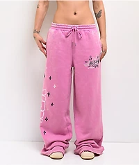 Von Dutch Cyclamen Pink Wash Wide Leg Sweatpants