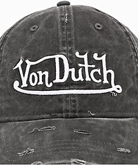 Von Dutch Cycled Washed Black Strapback Hat