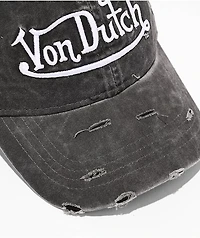 Von Dutch Cycled Washed Black Strapback Hat