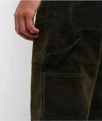 Von Dutch Double Knee Olive Flocked Denim Pants