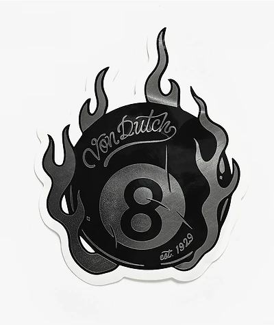 Von Dutch Flaming 8 Ball Foil Sticker