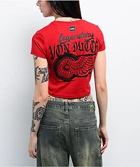 Von Dutch Flocked Logo Salsa Crop T-Shirt