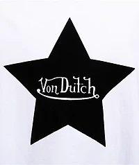 Von Dutch Flocked Star White Crop T-Shirt