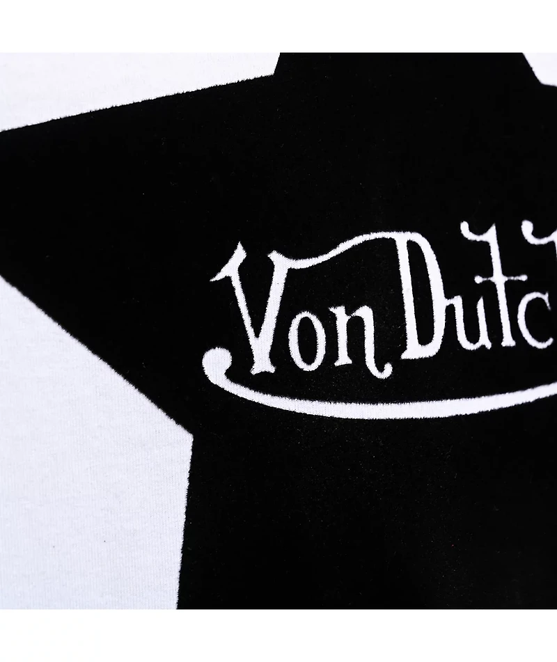 Von Dutch Flocked Star White Crop T-Shirt