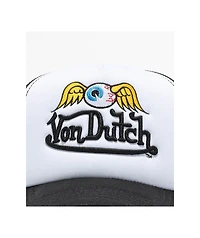 Von Dutch Flying Eyeball Wordmark Black Trucker Hat