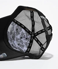 Von Dutch Flying Eyeball Wordmark Black Trucker Hat