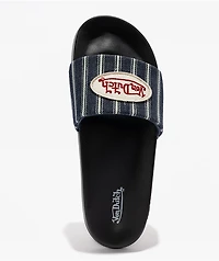 Von Dutch Gridlock Black & Navy Slide Sandals