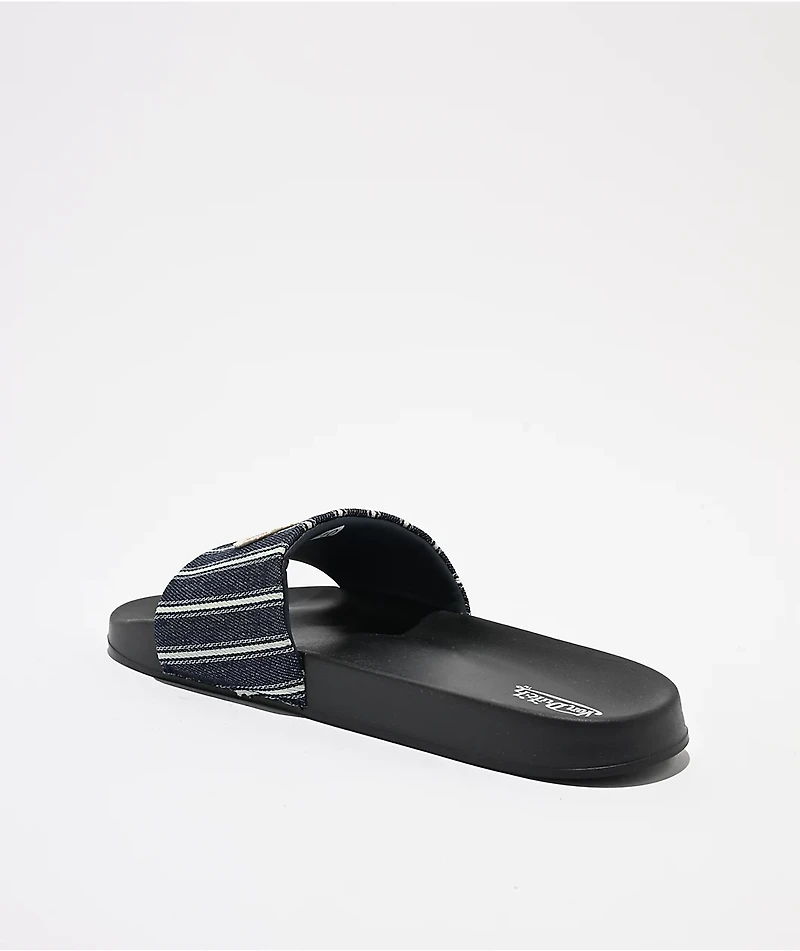 Von Dutch Gridlock Black & Navy Slide Sandals