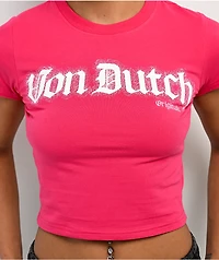 Von Dutch Hot Pink Crop T-Shirt