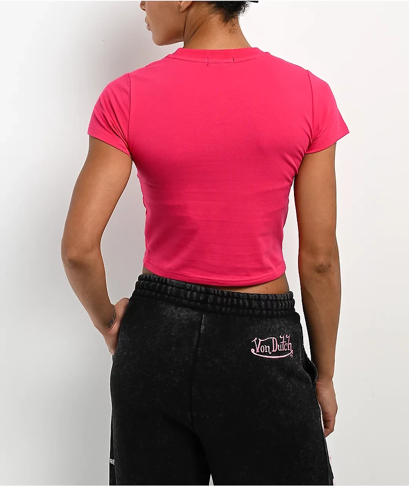 Von Dutch Hot Pink Crop T-Shirt