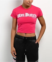 Von Dutch Hot Pink Crop T-Shirt