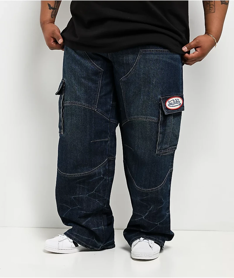 Von Dutch Hunter Blue Wash Cargo Jeans