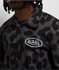 Von Dutch Leopard Print Grey Work Jacket