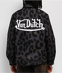 Von Dutch Leopard Print Grey Work Jacket