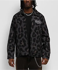 Von Dutch Leopard Print Grey Work Jacket