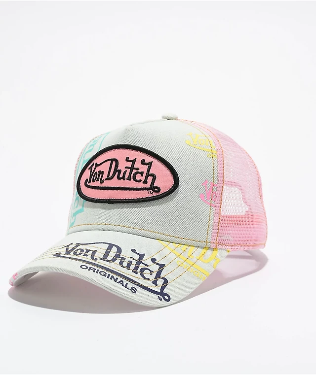 Von Dutch Light Denim Pink Trucker Hat Arden Fair
