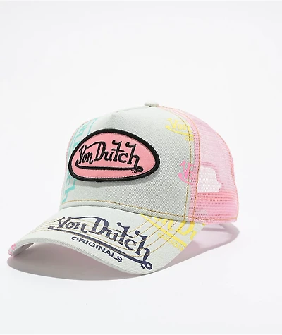 Von Dutch Light Denim & Pink Trucker Hat