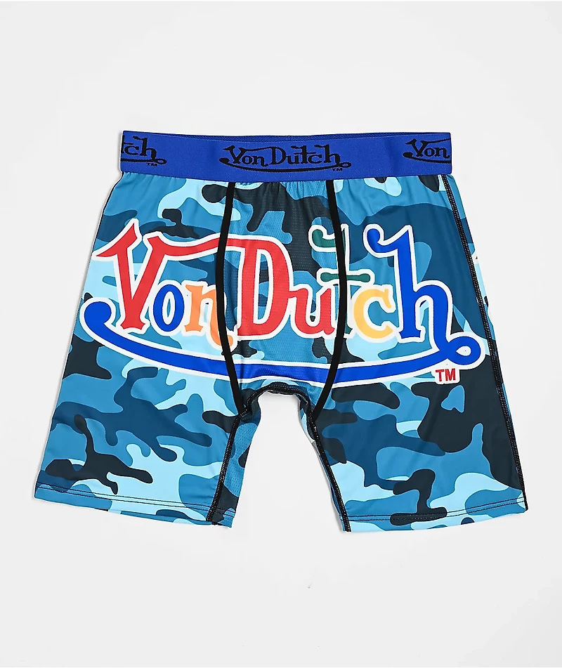 Von Dutch Logo Blue Camo Boxer Briefs
