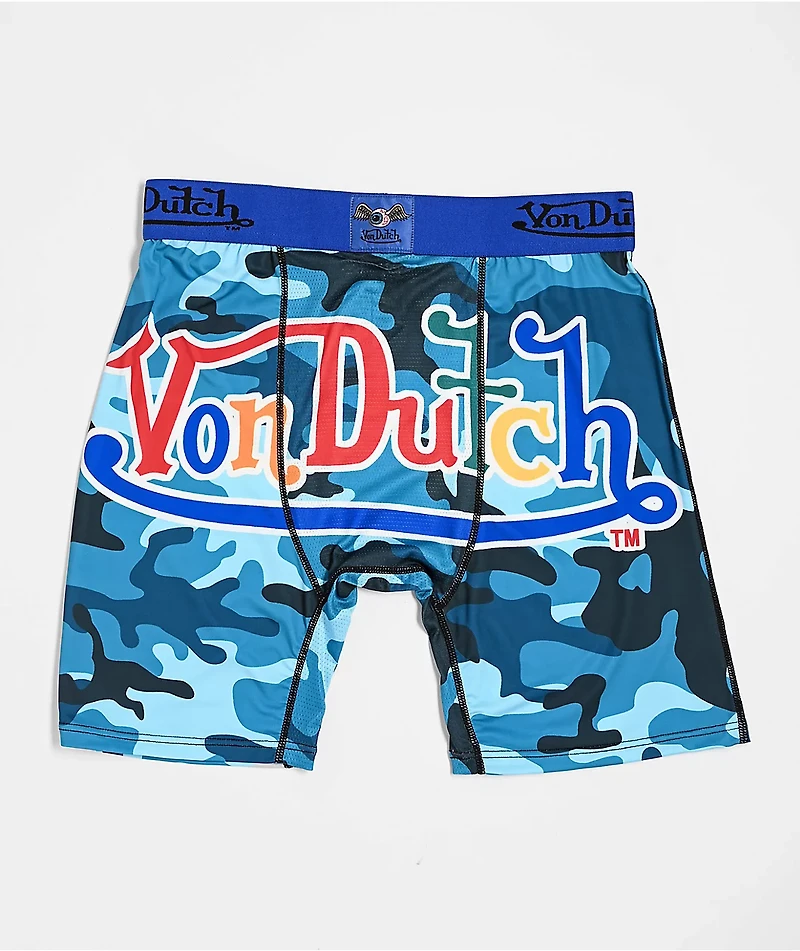 Von Dutch Logo Blue Camo Boxer Briefs