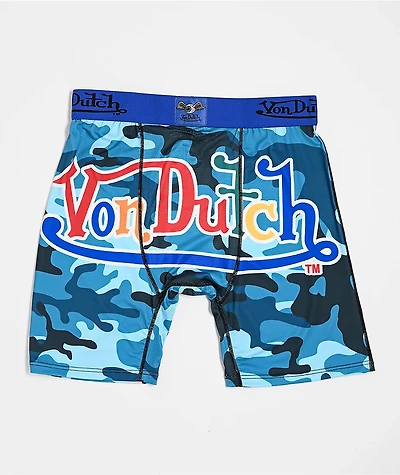 Von Dutch Logo Blue Camo Boxer Briefs