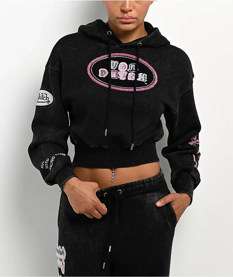 Von Dutch Mineral Black Crop Hoodie