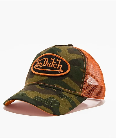 Von Dutch Multi Camo & Orange Trucker Hat