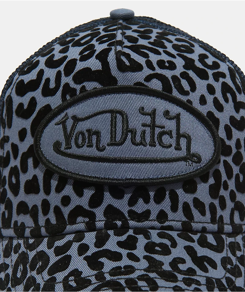 Von Dutch Navy Cheetah Flocked Trucker Hat