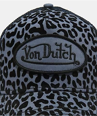 Von Dutch Navy Cheetah Flocked Trucker Hat
