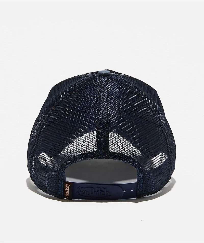 Von Dutch Navy Cheetah Flocked Trucker Hat