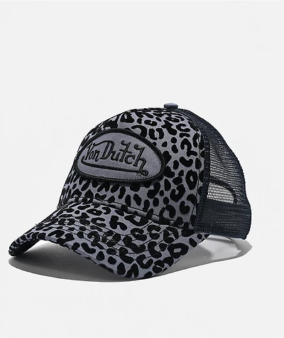 Von Dutch Navy Cheetah Flocked Trucker Hat