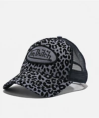 Von Dutch Navy Cheetah Flocked Trucker Hat